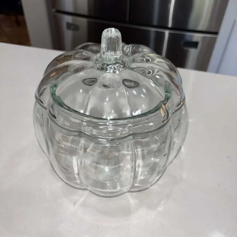 Anchor Hocking Glass Pumpkin Jar with Lid 7.5” Cookie Candy Canister